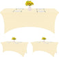 HAISIWLKJ 3 Pack Table Cloth 8ft Beige Tablecloths for Rectangle Folding Table Spandex Fitted Stretch Table Cover Wrinkle Resistant Washable Table Protector for Party, Wedding, Banquet, Festival.