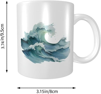 Minimal Style Sea Waves Ceramic Cup, Elegant Coffee Mug Tee Drinkware Water Cup - Image 5