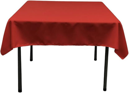 LA Linen Polyester Poplin Washable Square Tablecloth, Stain and Wrinkle Resistant Table Cover 58x58, Fabric Table Cloth for Dinning, Kitchen, Party, Holiday 58 by 58-Inch, Red