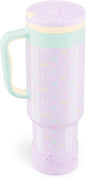 40 oz Insulated Tumbler with Handle and Push-Button Straw Lid, Stainless Steel by Coquella