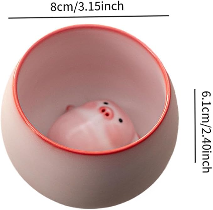 Ceramic Tea Cup and Piggy Miniature Figurine Traditional Porcelain Teacup - Image 3