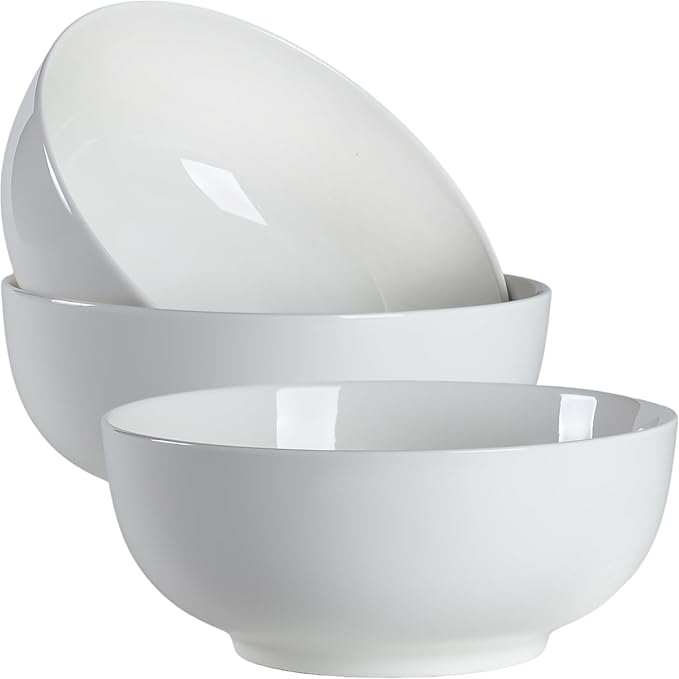 60 oz Large Pho Soup Bowls, Large Ramen Bowls, Off-White Big Ceramic Bowls Set by Zscera