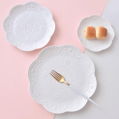 Ceramic Plate, Round Embossed Lace Plate - Image 3