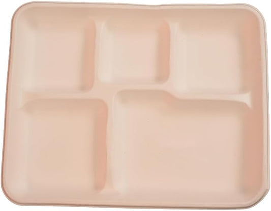 case of 200 5-Compartment School Tray – Eco-Friendly, Biodegradable, Microwave & Freezer Safe – Ideal for Catering, Takeaway & Events – Bulk Pack – Sustainable Disposable Tableware