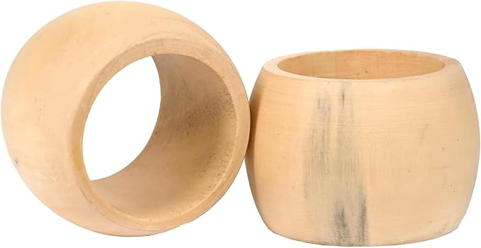 Handmade Acacia Wooden Napkin Rings Set of 12, Wood Napkin Holders - Image 2