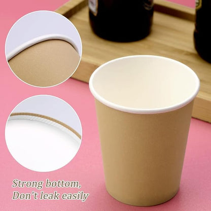 75 Pack 8 oz Disposable Paper Cups, Khaki Paper Coffee Cups | Beverage Drinking - Image 3
