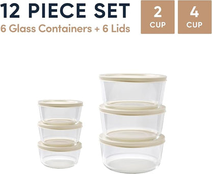 12-Piece Glass Food Storage Containers Set | 2-Cup & 4-Cup, Leakproof | - Image 2