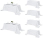 Fokitut 6 Pack Rectangle Tablecloth, 90x132 Inch, Stain Resistant and Wrinkle Polyester Table Cloth, Fabric Table Cover for Kitchen Dining, Wedding, Party, Holiday Dinner-White