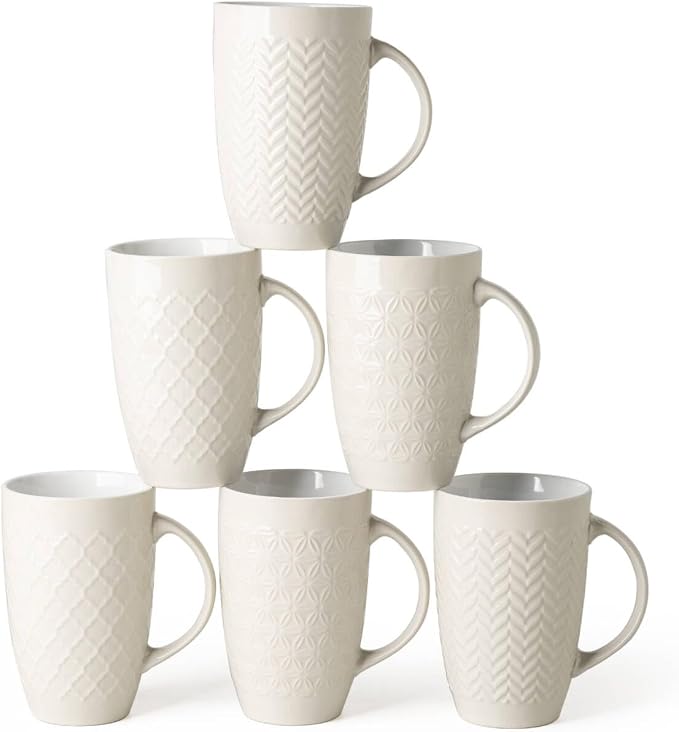 AmorArc 20 oz Large Coffee Mugs Set of 6, Tall Ceramic Coffee Cups-Beige | 3 by AmorArc