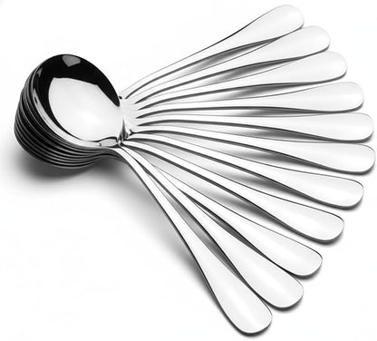 12 Piece Soup Spoons, High Grade Stainless Steel Soup Spoons, Dishwasher Safe by AmoVee