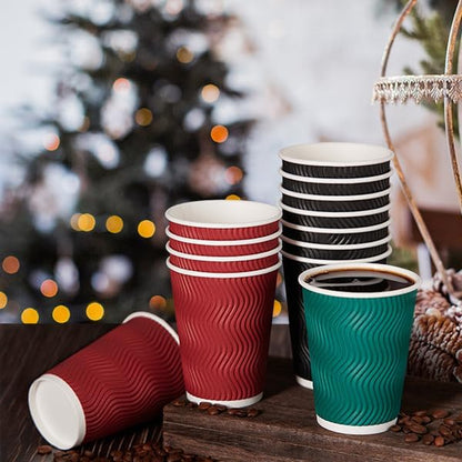 MUCHII 12 oz Paper Coffee Cups, Hot Coffee Tea Chocolate, Office Home Use - Image 2