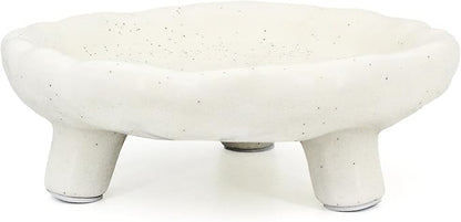Three-Legs Ceramic Decorative Bowl- 8" Small White Footed Fruit Bowl for Kitchen Counter, Entryway &Table Home Décor,Multi-Purpose Footed Centerpiece Bowl for Candy,Breads,candles, trinkets or key