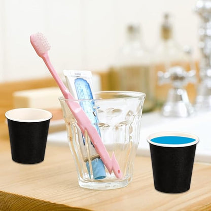 Wuadua 100 Pack 3 oz Black Disposable Paper Cups - Sturdy and Leak-Proof for Parties, Events, Office, Home Use Disposable Mouthwash Cups - Ideal for Hot/Cold Drinks, Smooth Rim Design, Eco-Friendly