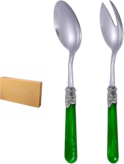 2-piece Salad Servers Stainless Steel Salad Serving Set Salad Fork and Spoon by CATHYLIN