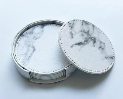 Set of 6 Leather Coasters, Round Coasters - Image 2