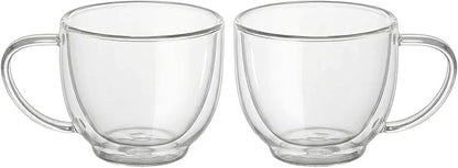 Double Wall Glass Coffee Mugs Set of 2, 6.76 oz Clear Insulated Cups by BEoneBEwin