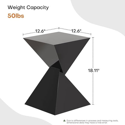 BECHAEO 12.6" Black Acrylic Side Table, Lightweight Irregular Design, Modern End Table for Small Spaces, Versatile Nightstand for Living Room Bedroom & Patio, Versatile Indoor/Outdoor Accent Table