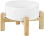 Ceramic Raised Dog and Cat Bowl Set, 2 Heights Elevated Stand, Food and Water Bowl for Small Breed Dogs, Cats, Kitty, Weighted Dog Dishes, Pet Bowls(5.1'',13.5oz, White)