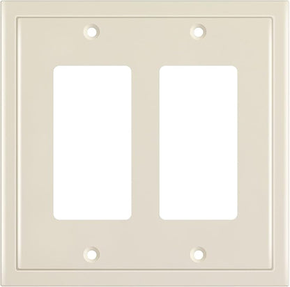 Henne Bery Modern Edge Decorative Wall Plate Switch Plate Outlet Cover, Durable Solid Zinc Alloy (Double Decorator, Light Almond)
