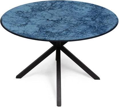 Small Round Tablecloth, Marble Washable Polyester Table Cloth for, Abstract Crack Pattern, Fit Round Tables 32inch Diameter, for Dinner Kitchen Party Decoration, Blue