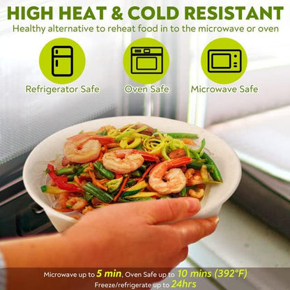 17 oz Paper Bowls (100 Pack) Disposable Bamboo Bowls - Heavy Duty, Microwavable Oven Safe - Perfect for Salads, Ice Cream, Hot Soups, Cereals & Party Fun - Eco-Friendly, Leak-Proof