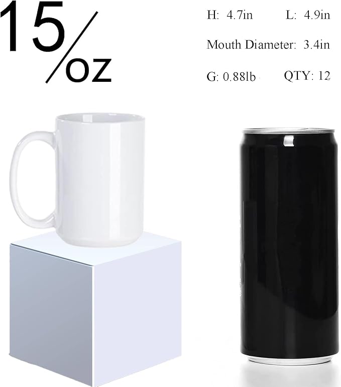 ABBSH Sublimation Coffee mugs, 15 oz White Coffee Mugs Tazas Para Sublimacion - Image 2