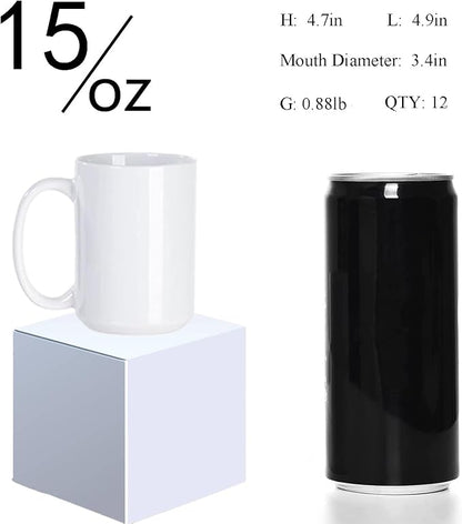 ABBSH Sublimation Coffee mugs, 15 oz White Coffee Mugs Tazas Para Sublimacion - Image 2