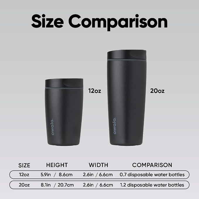 Owala SmoothSip Slider Insulated Travel Coffee Cup 12 oz Very Very Dark - Image 5