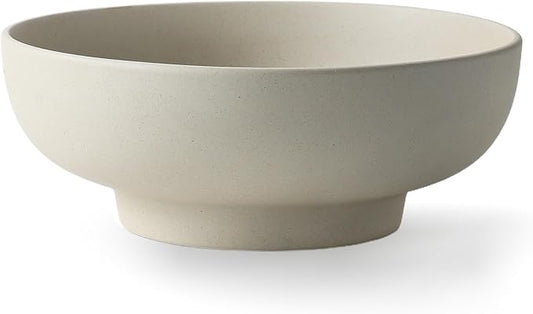 Stoneware Fruit Bowl for Kitchen Counter,Large Ceramic Decorative Bowls for Home Decor,Entryway Pedestal Bowl for Keys- 10.5Inch (Greige)