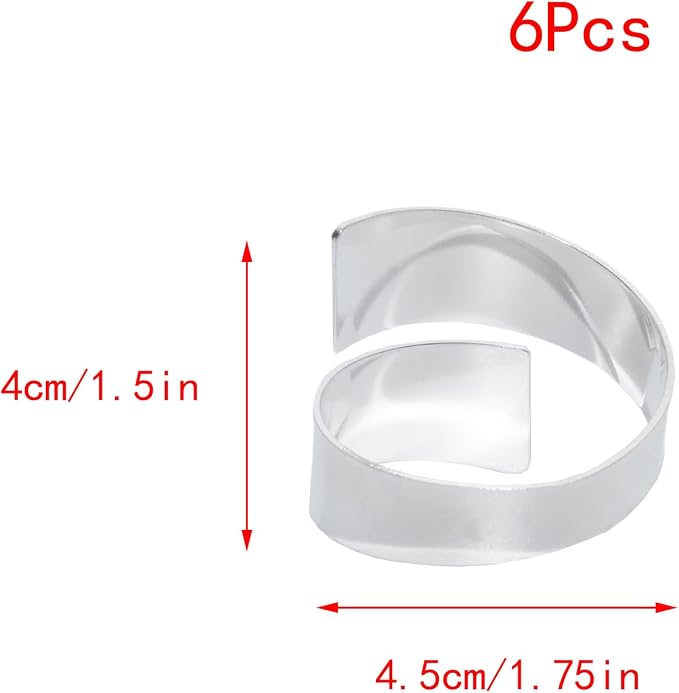 Set of 6 Elegant Silver Napkin Rings, Perfect Table Setting Decor - Image 2