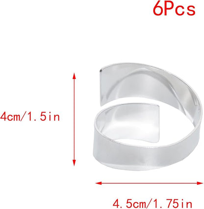 Set of 6 Elegant Silver Napkin Rings, Perfect Table Setting Decor - Image 2