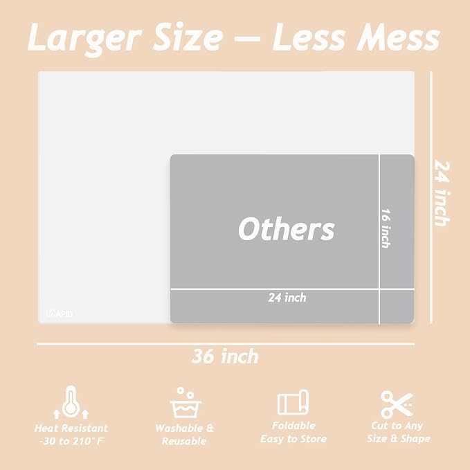 Extra Large Silicone Mat Kitchen Counter Heat Resistant Table Mat 36" x 24" | - Image 2