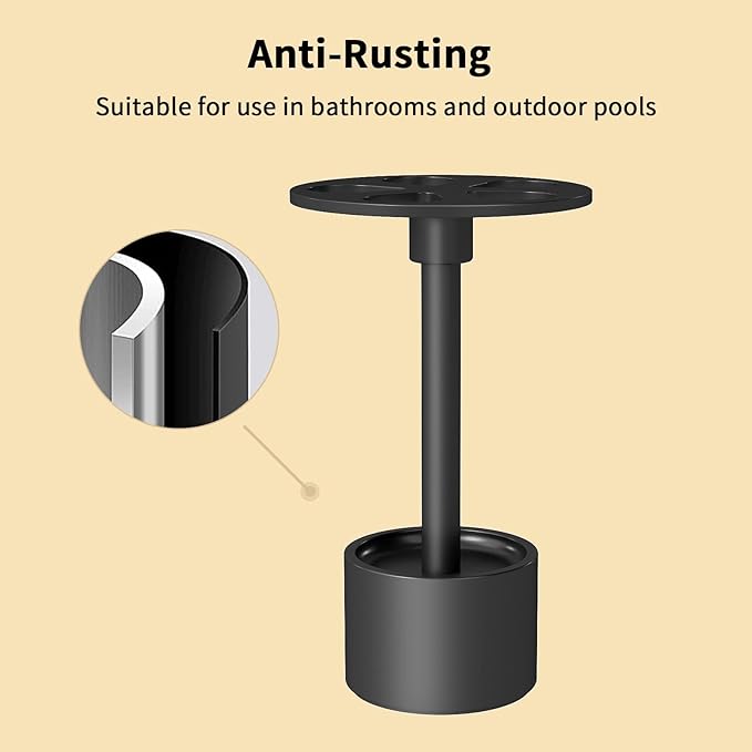 YUMORE Toothbrush Holder Stand Stainless Steel Tooth Brush Holder Bathroom Countertop Organizer Storage (Matte Black)