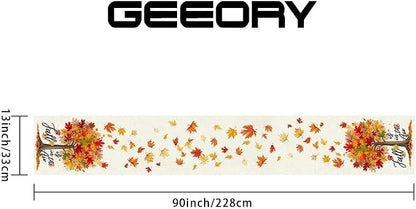 Fall Table Runner 13 x 90 Inch, Maple Leaves Autumn Farmhouse Decor - Image 2