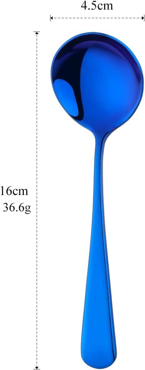 Broth Round Spoon Set, 12 Piece Reusable Stainless Steel Dinner Table Cereal - Image 3