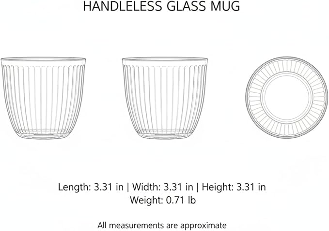 Handleless Glass Mug with Vertical Stripes - Image 7