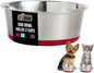 GORILLA GRIP Dog Bowls, Holds 2 Cups Each (16 fl oz), Heavy Duty Stainless Steel Food and Water Bowl for Feeding Dogs and Cats, Dishwasher Safe, Rust Resistant, BPA Free Rubber Base, Set of 2 Red