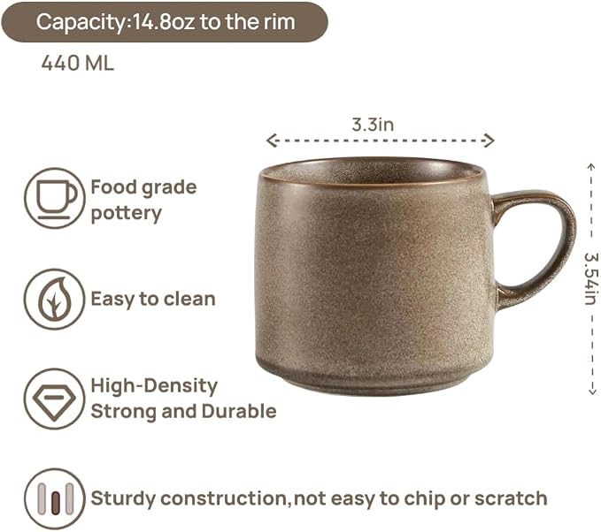 12oz Japanese Style Minimalistic Asian Rustic Reactive Glaze Ceramic Pottery - Image 2