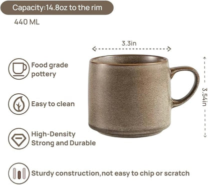 12oz Japanese Style Minimalistic Asian Rustic Reactive Glaze Ceramic Pottery - Image 2