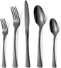 Hammered Black Silverware Set, 20 Piece Modern Flatware Set Service by MetalServingUtensils
