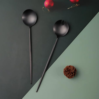 Salad Servers, Spoon and Fork Set 11.41 inch, 18/10 Stainless Steel Salad - Image 3