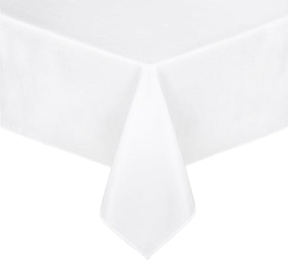 JIUZHEN Faux Linen Farmhouse Tablecloth Rectangular, Wrinkle Stain Resistant Table Cloth Rectangle Table Cover for Kitchen Dining, Holiday Party Dinner, White, 52 x 70 Inch