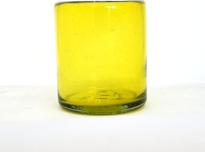 Solid Yellow 9 oz Short Tumblers, Recycled Glass, Toxin-Free - Image 3