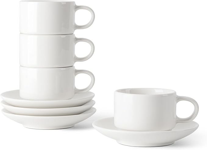 DOWAN 2.5 OZ Stackable Espresso Cups, Porcelain Coffee Cups by DOWAN