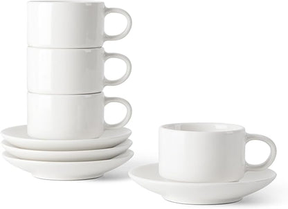 DOWAN 2.5 OZ Stackable Espresso Cups, Porcelain Coffee Cups by DOWAN