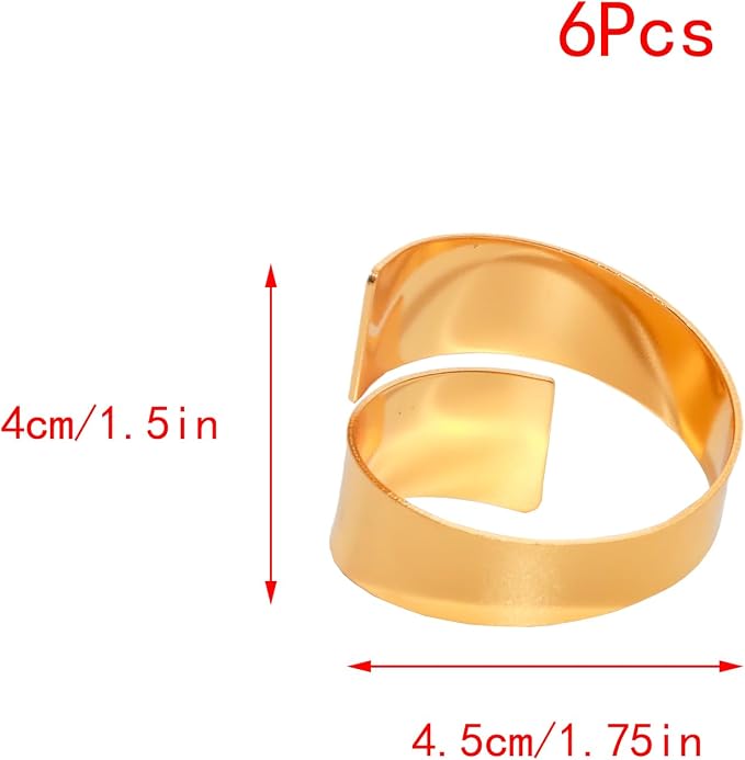 Set of 6 Elegant Gold Napkin Rings, Perfect Table Setting Decor - Image 2