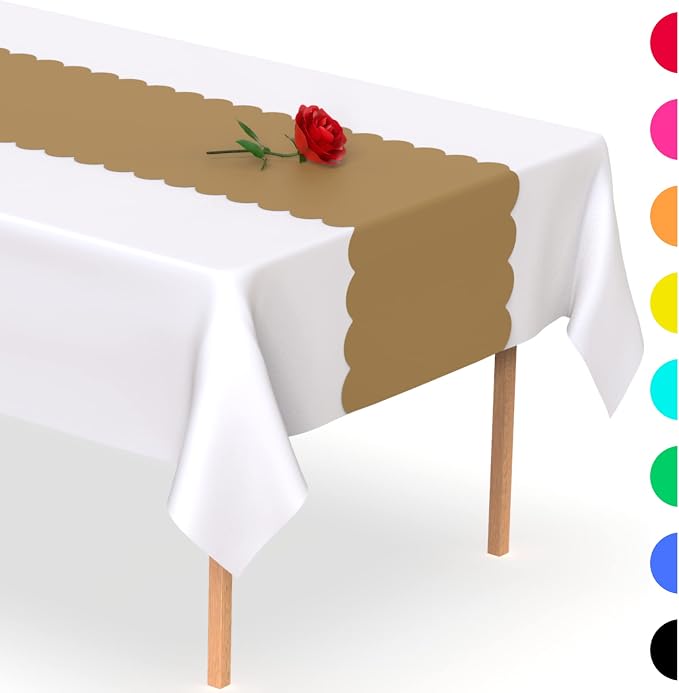 Gold Scallop Table Runner, Disposable Plastic, 5 Pack - Image 7