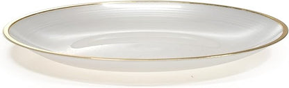 " OCCASIONS " 100 Plates Pack,(50 Guests) Premium Wedding Party Disposable Plastic Plates Set -50 x 10'' Dinner + 50 x 7'' Salad/Dessert (Belize in White Pearl & Gold)