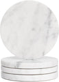 Set of 4 White Drink Coasters, 4-Inch Exquisite Marble Stone Coasters, Natural by CHISELED+ST+DF+SK