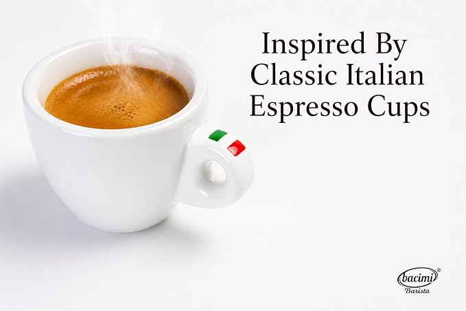 Bacimi® Espresso Cups & Saucers Set of 4 – 3 oz Thick Porcelain Coffee Cups - Image 5